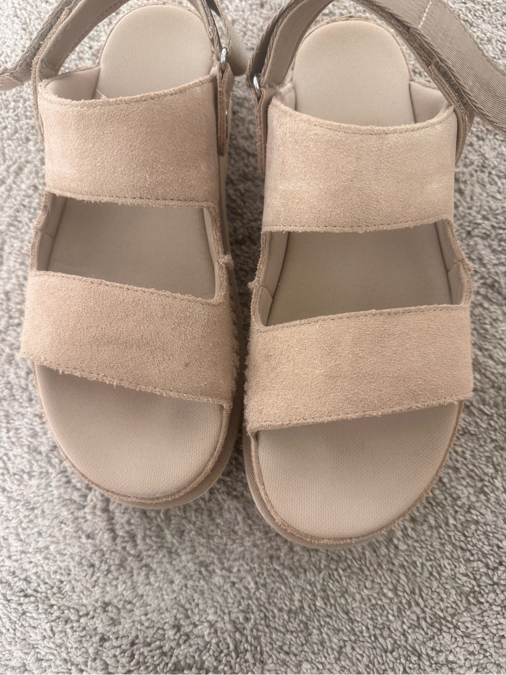 UGG Goldenstar Beige Suede Double-Strap Sandals - Women's
